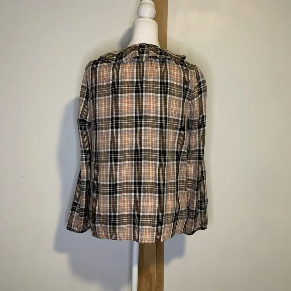 Point Sur J. Crew plaid long sleeve button down flannel shirt size S